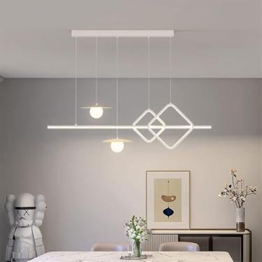 Imagem de Mesa De Jantar Led Lâmpada Pendente Acrílica Regulável Lâmpada Suspensa Luzes Pendentes Brancas Modernas Com Controle Remoto Lâmpada Pendente Ajustável Em Altura Da Sala De, Square