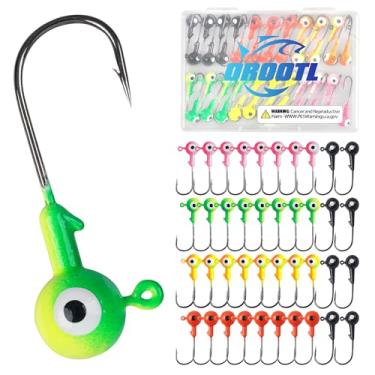 Imagem de OROOTL Kit de ganchos de pesca, cabeças de peixe para pesca, redondo, pintado, bola de aço de alto carbono, ganchos de isca de natação de aço de alto carbono, 9,5 cm, água salgada, 14 g