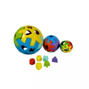 Imagem de Kit com 3 Bolas Didáticas P/M/GG - Brinquedo Educativo de Encaixar Ken