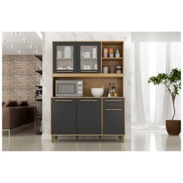 Imagem de Cozinha Compacta Valdemóveis Rubi com Balcão 5 Portas 1 Gaveta, Cinamo