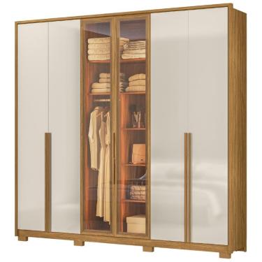 Imagem de Guarda Roupa Casal 6 Portas Vidro Reflecta Com Led 240 cm Atacama Moval
