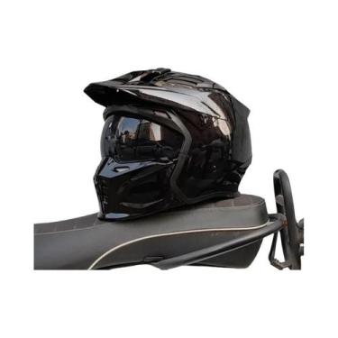 Imagem de Capacete De Motocicleta Vintage Black Warrior, Capacete Integral E Mei