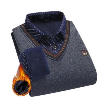 Imagem de Suéter Masculino De Fleece Plush, Pullover Casual Quente E Grosso Para