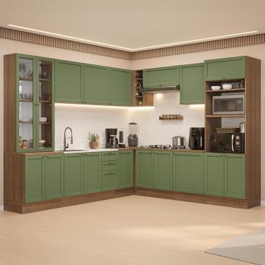 Imagem de Armário de Cozinha Completa de Canto 549 cm Rustic/Verde Vik Madesa 01