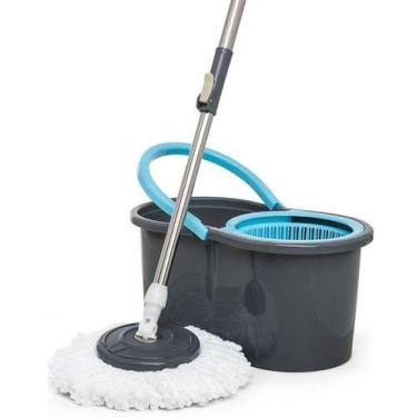 Imagem de Mop Rotatório Esfregão Giratório Slim Balde 13L Esfrega Limpa Piso Chã