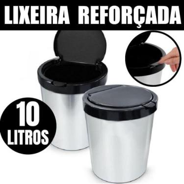 Imagem de Lixeira Cesto Cozinha Banheiro 10 Litros Tampa Click - LOJA DO ABENÇOA
