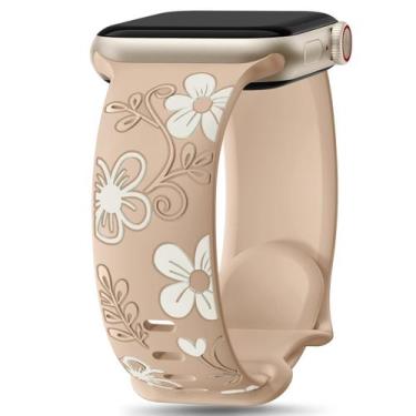Imagem de Pulseira de relógio Witzon Cute Flower Silicone para Apple 42 mm 41 mm