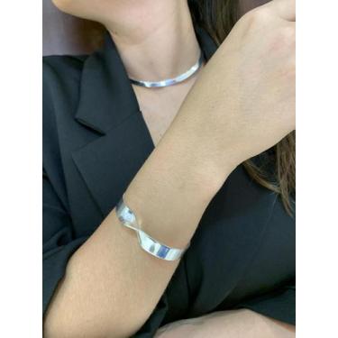 Imagem de Bracelete regulavél com um torcido prata - Amora Acessórios