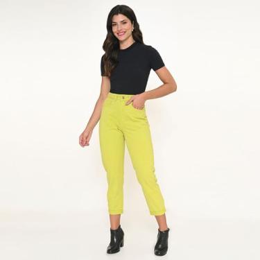Imagem de Calça Feminina Sarja Mom Verde Limão - Razon Jeans, 36