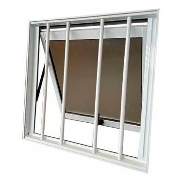 Imagem de Janela Maxim Ar Com Grade Banheiro Aluminio Branco 60x60cm - Alumasa