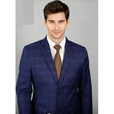 Imagem de Terno Poliviscose azul royal xadrez tamanho:48 - VIA DO TERNO, 48