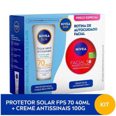 Imagem de Kit Protetor Solar Nivea Sun Toque Seco Antissinais FPS 70 40ml e Crem