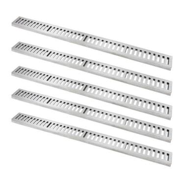 Imagem de Kit 5 Ralo Grelha Linear 7113X5GDA Captação de Aguas Pluviais Alumínio