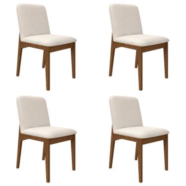 Imagem de Kit 4 Cadeiras Estofadas Windsor Clean Freijó/bouclé Off - M.a