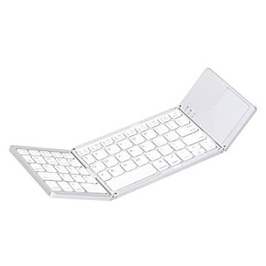 Imagem de Sanpyl Teclado USB com fio, teclado Bluetooth ultrafino, ergonômico dobrável, teclado duplo, Bluetooth 3.0, recarregável, com touchpad (branco)