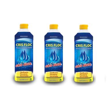 Imagem de Kit 3 Crisfloc Clarificante 1 Litro Cris Água Para Piscina