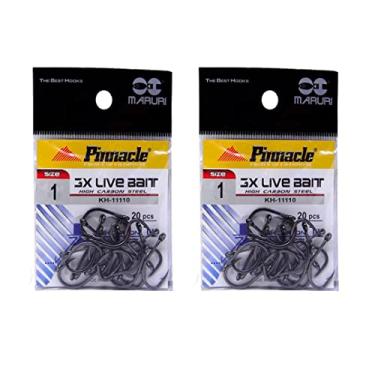 Imagem de Kit Anzol de Pesca Maruri 3X Live Bait Aço N° 1 40 Peças