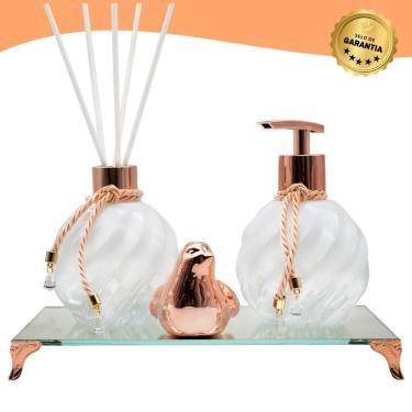 Imagem de Kit Lavabo Banheiro Luxo Aromatizador Saboneteira Difusor