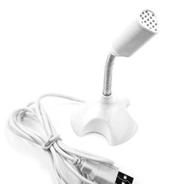 Imagem de Microfone USB para computador, microfone de mesa com cancelamento de ruído para PC/laptop para bate-papo online, estúdio em casa, podcasts, jogos, Skype, YouTube - branco