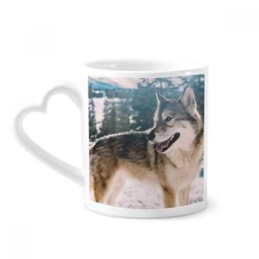 Imagem de Caneca com imagem de neve de cachorro branco sorriso caneca de café cerâmica copo de coração de vidro