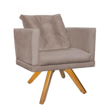 Imagem de Kit 08 Poltrona Cadeira Kim Luxo Confort Giratória Caramelo Com Almofa
