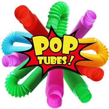 Imagem de Novelty Place 6 Pack Pull & Pop Tube Brinquedo sensorial Fidget para crianças e adultos, tubos coloridos pesados ​​para construção e construção - Brinquedos educacionais sensoriais para estresse, autismo, TDAH e ansiedade
