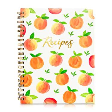 Imagem de Teal Petal Livro de receitas em branco para escrever em suas próprias receitas - Diário de receitas da família, livro de receitas em branco de capa dura para caderno de receitas de lembrança, grande, pêssegos de 20,3 x 26,6 cm