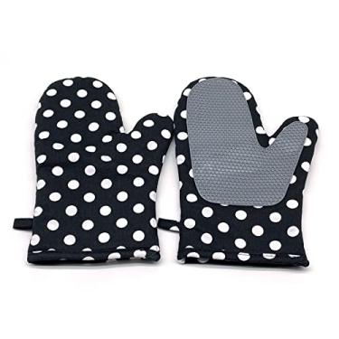 Imagem de Luvas de forno de cozinha de silicone resistentes ao calor 500 graus, luvas de forno para churrasco cozinhar, assar grelhar churrasco micro-ondas, preta1