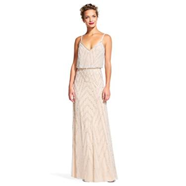 Imagem de Adrianna Papell Blusa feminina Slvlss com contas Gwn, Prata/nude., 40