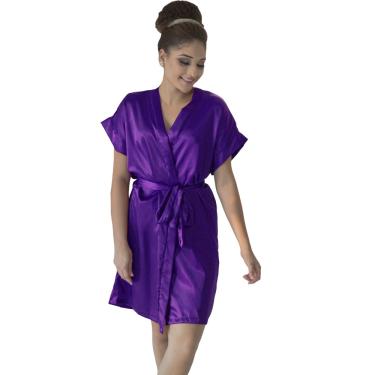 Imagem de Robe de Cetim Feminino Normal Roxo G