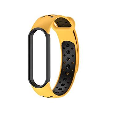 Imagem de Nandos-Store - Pulseira NSmart compatíveis com MI BAND 1/ MI BAND 2 / MI BAND 3 / MI BAND 4 / MI BAND 5 / MI BAND 6 / MI BAND 7 / MI BAND 8 (MI BAND 5, Amarelo com preto NK)