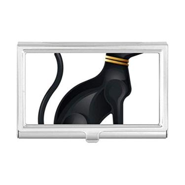 Imagem de Porta-cartões de visita com estampa abstrata de gato preto do antigo Egito
