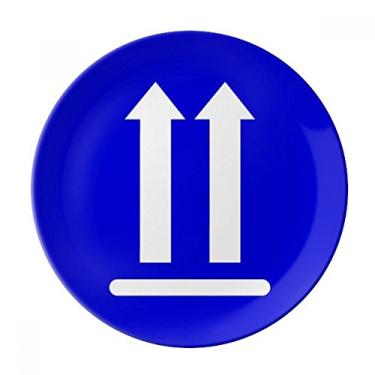 Imagem de Placa de aviso quadrada azul Upwards Salver de porcelana decorativa Prato de jantar