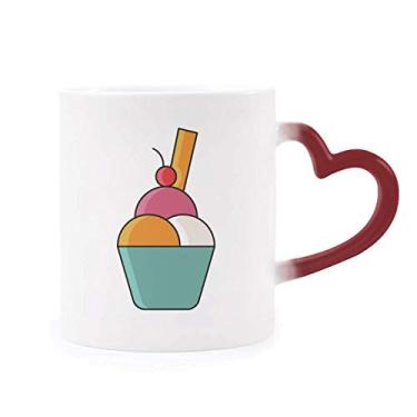 Imagem de Caneca chocolate crocante doce sorvete sensível ao calor Caneca vermelha que muda de cor