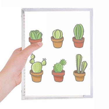Imagem de Caderno com estampa de planta de suculentas de cacto em vaso com ilustração de folhas soltas diário recarregável, papelaria