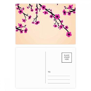 Imagem de Cartão postal Japonês rosa preto Sakura Art Cartão de felicitações de aniversário