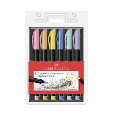 Imagem de Caneta Pincel Brush Pen  C/ 6 Cores Tons Pastel - Faber Castell - Fabe