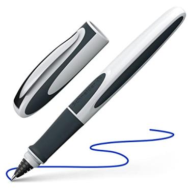 Imagem de Schneider Cartucho de caneta esferográfica Ray M (médio), recarregável, branco/cinza escuro, cartucho de tinta apagável azul royal, pacote com 1 caneta (187849)