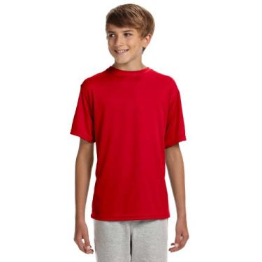 Imagem de A4 Camiseta com gola redonda e gola redonda para meninos grandes, vermelho escarlate
