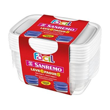 Imagem de Sanremo - Pote Plástico Hermético Retangular de 785ml, Conjunto Leve 6 Pague 5, Linha Fácil