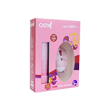 Imagem de Combo Mouse E Mousepad Tie Dye 2400 Dpi Oex Teen Rosa - Mc200