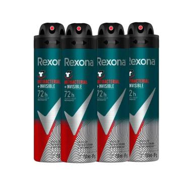 Imagem de Kit Desodorante Aerosol Rexona Antibacterial + Invisible Men 150ml - 4 Unidades