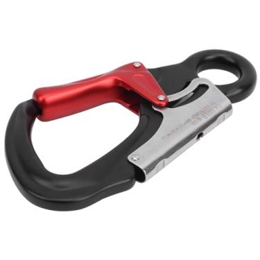 Imagem de harayaa Auto travamento mosquetão duplo bloqueio snap gancho 35kn liga de alumínio para espeleologia balanço acampamento ao ar livre escalada redes, preto