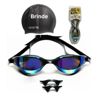 Imagem de TRYDE Óculos Natação Aqua Pro Espelhado E Touca Preta