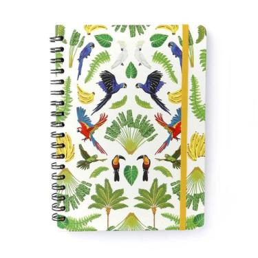 Imagem de Caderno Espiral Colegial Pássaros Pautado Floresta Tropical Branco- Ci