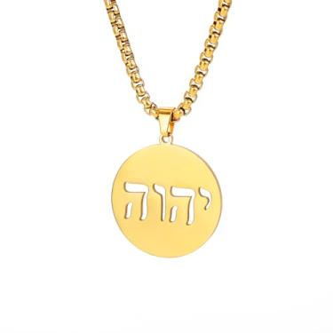 Imagem de EUEAVAN Colares hebraicos judaísmo religião Faithchai colar Jeová pingentes bíblia hebraica nomes de deus joias Hanukkah Israel amuletos presentes mulheres homens, Medium, Aço inoxidável, Sem Pedra