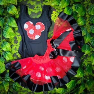 Imagem de Conjunto Body Infantil Fantasia Carnaval Minnie Com Saia De Tule (Rosa