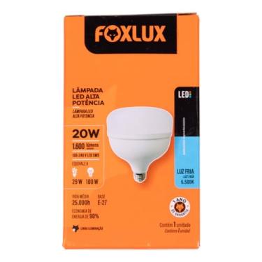 Imagem de Lâmpada LED Alta Potência Foxlux 20W 6500K 1600lm E27 Bivolt Cozinhas, Garagens, Comércios e Áreas de Serviço