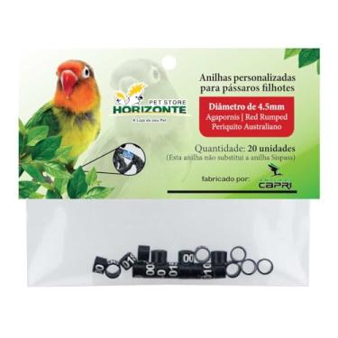 Imagem de Anilhas Anéis 4.5mm Agapornis Kakariki Red Rumped Forpus Catarina Neophema Metal Alumínio Coloridas Anel Fechado Marcação Número Identificação - 20 unidades (Preto)