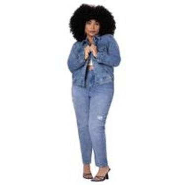 Imagem de Jaqueta Jeans Plus Size Cropped Com Brilho Lunender 20517